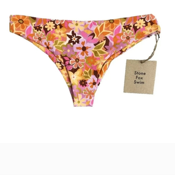 Stone Fox Swim Other - Stone Fox Swim Roca Retro Multicolored Floral Tie Side Bikini Bottom NWT XS